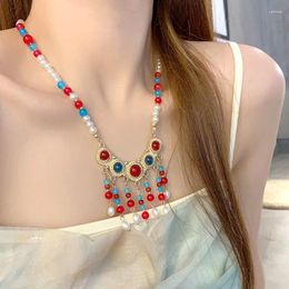 Pendant Necklaces Elegant Chinese Hanfu Necklace For Women Vintage Hair Comb Ethnic Tassel Accessories Female Jewelry Party Gift