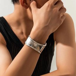 Bangle Retro Irregular Wide Metal Open Men 2023 Trendy Big On Wrist Accessories Fashion Male Jewelry