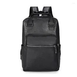 Backpack Men PU Leather Bagpack Large Laptop Backpacks Male Mochilas Casual Schoolbag For Teenagers Boys Brown Black