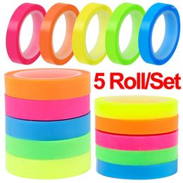 Gift Wrap 5 Roll Index Stickers Transparent Fluorescent Tape Waterproof Tabs Taking Notes Label Children School Office Adhesive