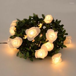 Decorative Flowers 10-30LED Artificial Foam Rose String Lights Garladn Plant Leaves Vine Fairy Lamp For Home Wedding Decor Valentines Gifts