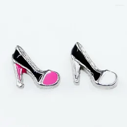 Charms Wholesale 20pcs Black And White High Heels Shoe Floating Living Glass Memory Lockets Necklace DIY Jewelry Accessory