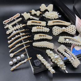 Hair Clips Barrettes Cr Jewellery Pearls Hairpin Set Stylish Acetate Plate Hair Clips Mix Different Bb Clip Sweet Fashion Designer Wom Dhwx7