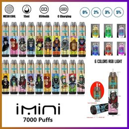 Authentic 7000Puffs IMINI TORNADO 7K Electronic Cigarettes Disposable 850mah Battery Mesh Coil Airflow Device 15ml Capacity Prefilled Vapes Pen Kits In Stock Fast