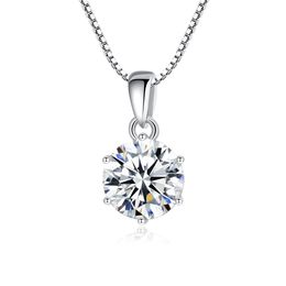 Necklaces New Super Shiny Moissanite Pendant with Six Claw Set Gem Sexy Clavicle Necklace Jewellery for Women Wedding Party Valentine's Day Gift