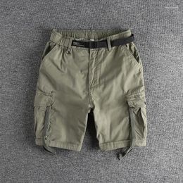 Men's Shorts 2023 Trendy Summer Work Casual Three-dimensional Pocket Woven Capris 374