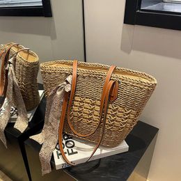 Waist Bags Large Capacity Straw Bag 2023 Summer Hand-woven Tote Shoulder Beach Bohemian Style Women's Handbag Shopping Basket