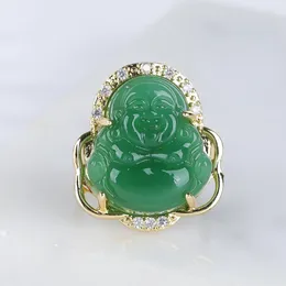 Cluster Rings 9 Colour Crystal Maitreya Buddha For Women Men Adjustable Zircon Pendant Gold CZ Ring Female Jewellery Gift