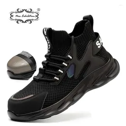 Выставочные дышащие мужские ботинки, рабочая защитная обувь, стальной носок, черная небьющаяся сетка, спортивная неразрушимая рабочая обувь