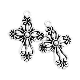 Charms Filigree Flower Cross Relius Charm Antique Sier Spacer Pendants Alloy Handmade Jewellery Findings Components L425 20.5X27.9Mm Jew Dhblw