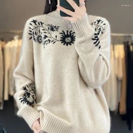 Women's Sweaters Handmade Embroidery Cashmere Sweater Exquisite Slimming And Fashionable Base