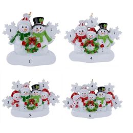 НОВАЯ семья из 4 персонализированных рождественских украшений из сплава, украшение для рождественской елки в виде снеговика