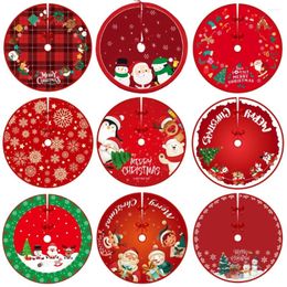 Christmas Decorations 90cm Tree Skirt Red Foot Cover Santa Claus Snowflake Carpet Base Mat Xmas