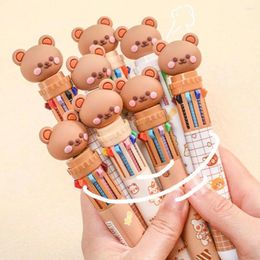Kawaii Bear Ballpoint Pen Colourful Ink Gel Pens 10 Colours Signature Korean Stationery Kids Gifts School Office Supplies