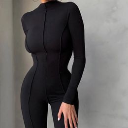 Women s Two Piece Pants Summer Bright Line Decoration Black Jumpsuit Women One Sexy Club Outfit For Long Sleeve White Bodycon 231024