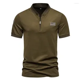 Men's Polos Summer Polo Shirt T-shirt Combat Uniform Regular Style Short Sleeves Solid Top Tee