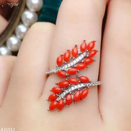 Cluster Rings KJJEAXCMY Fine Jewellery 925 Sterling Silver Natural Gem Red Coral Girl Ring Marry Got Engaged Party Birthday Gift Woman