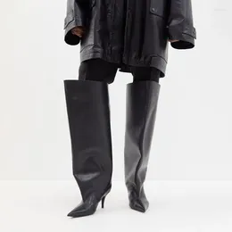 Boots European And American Pointed Big Cap Knee Length Fashion Show Slender High Heel Sleeve 45 Medium Women's