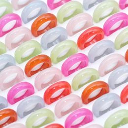 Cluster Rings Bulk Lots 30/50pcs Colourful Resin Acrylic Cute Band Mix Women Girls Design Fashion Charm Party Gifts Accessories Jewellery