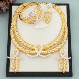 Necklace Earrings Set High Quality Arab Dubai Gold Plated Bangle Ring Jewellery Italy Humanoid Design Christmas Gift