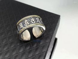 Cluster Rings S925 Sterling Silver Jewelry Thai Wide Ring Selling Six Words Open