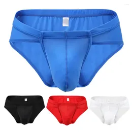 Underpants Men Briefs U Convex Boxer No Constraint Low Waist 3D Soft Breathable Solid Colour Elastic Underwear