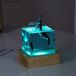 Other Toys 5cm Whale Shark Dolphin Creative Resin Lamp Craft Toys For Children Funny Antistress Marine Animals USB Night Light Kids ToyL231024