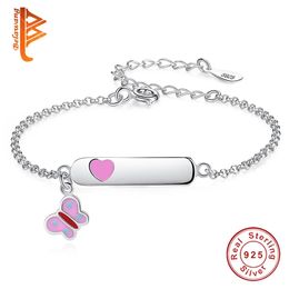 Bangle BELAWANG 925 Sterling Silver Butterfly Heart Charm Bracelet Engrave Name Customised Girls Children Personalised Jewellery 231023