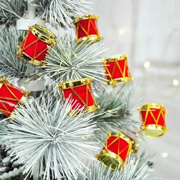 Christmas Decorations 12PCS Flocking Small drum Christmas Ornaments Red Mini Gift Box Christmas Tree Pendant New Year Pendant decorations 3CM Navidad HKD231024