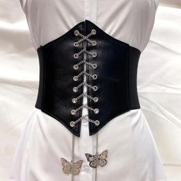 Belts Waist Cincher Lightweight Women Faux Leather Butterflies Pendant Single Circle Push Up