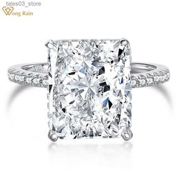 Wedding Rings Wong Rain % 925 Sterling Silver Radiant Cut 10*12MM 8CT VVS D Colour Created Moissanite Flower Ring Jewellery Gift Drop Shipping Q231024