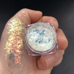 Acrylic Powders Liquids 1 Box Shiny Mermaid Opal Powder Nail Glitter Aurora Chameleon Yuki Rainbox Nail Sequins Powder Unicorn Mirror Aurora Opal Powder 231024