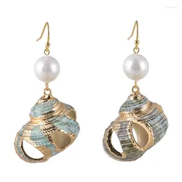 Dangle Earrings Fashion Shell Female Personality Ray Empty Conch Gold-plated Temperament Pearl Women