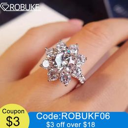 Wedding Rings Sunflower Ring with Certificate 1/2CT Sparkling Diamond 925 Sterling Silver 18K Plated Wedding Jewelry Ring For Women 231023
