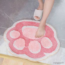 Carpet Cartoon Cat Paw Flocking Carpet Mat Household Bedroom Bathroom Anti-slip Mat Mat
