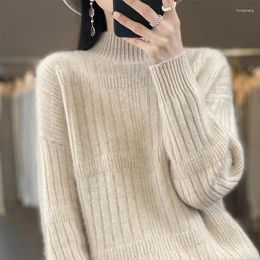 Women's Sweaters Women S Short Style Knitted Sweater Thickened 100 Pure Cashmere Half Turtleneck Lazy And Cozy Autumn Winter 2023