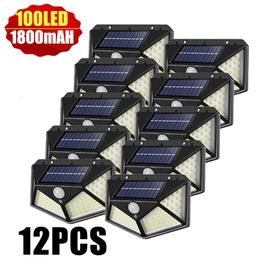 Garden Decorations 100 LED Solar Wall Lights Outdoor Solar Lamp Waterproof Motion Sensor Solar Powered Sunlight Street Light for Garden Decoration 231023