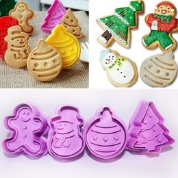 Baking Moulds 4Pcsset Kitchen Cookie Biscuit Fondant Mould Silicone Cookie Baking Cutter Mould for Christmas 231023