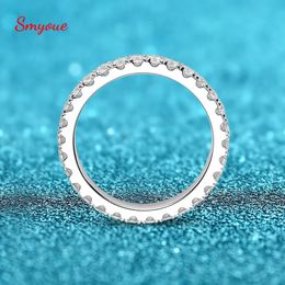 Wedding Rings Smyoue 0.9ct 2mm Ring for Women Men Full Enternity Match Wedding Diamond Band 100% 925 Solid Silver Stackable Rings 231023