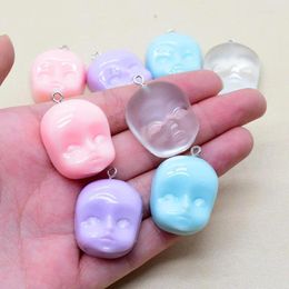 Charms 6pcs Can Graffiti Baby Face Resin Funny Cute Dollface Hallowmas Earring Keychain Pendant Diy Grimace Jewelry Making