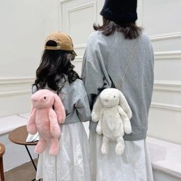 Evening Bags Long Ear Doll Fashion Imitation Rex Fur Bag Plush Backpack Chain Strap Children's Crossbody Knapsack