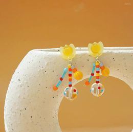 Dangle Earrings Sweet Cute Tulip Flower Beaded Coloreful For Women Girls Handmade Unusual Aesthetic Ear Accessories Fashion Jewellery