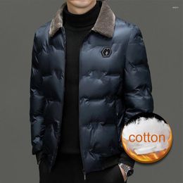 Men's Jackets Men Autumn Winter Cotton Jacket Fur Collar Warm Comfortable Padded Thickened Down 2023 Solid Clothes L-5XL Coat