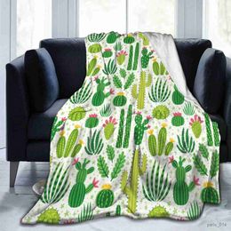 Blankets Cactus Flannel Blanket Fluffy Bedspread for Bedding Sofa Soft Cozy Lightweight Plush Throws Blankets Size