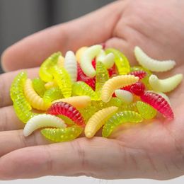 Baits Lures Soft Bait Bread Worm 50 PCS Bionic Lure Fake Maggot Luminous with Fishy Smell and Musky 231023