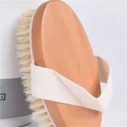 High-end Bath Brush Dry Skin Body Soft Natural Bristle SPA The Brushes Wooden Bathing Shower SPA Brushs Without Handle