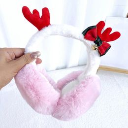 Berets Christmas Elk Earmuffs Santa Claus Snowman Decor Soft Foldable Thermal Plush Pompom Ear Protection For Women Year Gifts
