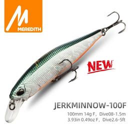 Baits Lures MEREDITH JERKBAIT 100F MINNOW 14g Floating Wobbler Fishing Lure Minnow Hard Bait Quality Professional Depth0810m 231023