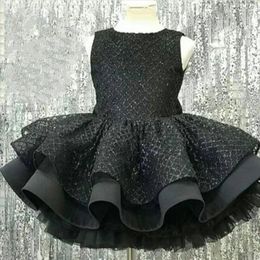 Girl Dresses Black Tulle Organza Girls Kids Princess Dress Ball Gown Clothes Open Back Toddler Children Costume