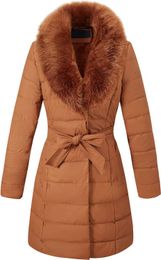 Bellivera Women's Puffer Jacket Faux Leather Bubble Padding Sherpa-Lined Coat with Removable Fur Collar 11GG0R